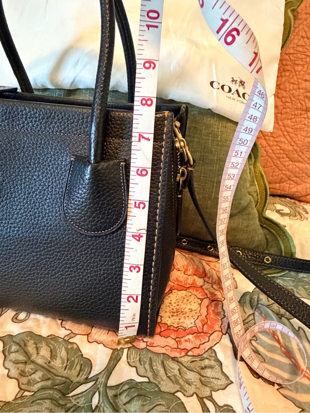Coach Pebbled Leather Tote in Black - Picture 10 of 11